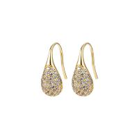 Cubic Zirconia Micro Pave Brass Earring, Teardrop, plated, micro pave cubic zirconia & for woman, more colors for choice, 15x7mm, 5Pairs/Lot, Sold By Lot