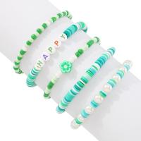 Polymer Clay Bracelet Set, with Resin & Plastic Pearl, handmade, 5 pieces & fashion jewelry & for woman, more colors for choice, Length:Approx 5.51-6.69 Inch, Sold By Set
