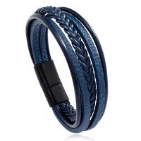 cuir PU bracelet, avec vachette cordon & alliage de zinc, bijoux de mode & longueur différente pour le choix & unisexe, plus de couleurs à choisir, Vendu par PC