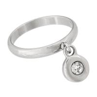 Stainless Steel Finger Ring, 304 Stainless Steel, fashion jewelry & for woman & with rhinestone, original color, 8x11mm,3mm, US Ring Size:7.5, Sold By PC