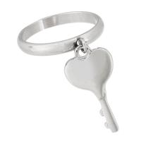Палец кольцо из нержавеющей стали, Нержавеющая сталь 304, Ключ, ювелирные изделия моды & Женский, оригинальный цвет, 11x12mm,3mm, размер:7.5, продается PC