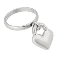 Палец кольцо из нержавеющей стали, Нержавеющая сталь 304, Сердце, ювелирные изделия моды & Женский, оригинальный цвет, 14x16mm,3mm, размер:7.5, продается PC