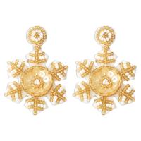 Resin Drop Earring, with Sequins, Snowflake, Christmas Design & fashion jewelry & for woman, more colors for choice, 55x30mm, Sold By Pair