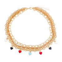 Tibetan Style Jewelry Necklace, gold color plated, fashion jewelry & multilayer & for woman & enamel, multi-colored, Length:46-53.5 cm, Sold By PC
