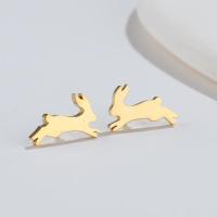 Stainless Steel Stud Earrings, 304 Stainless Steel, Rabbit, Vacuum Ion Plating, fashion jewelry & for woman, more colors for choice, 12x7mm, Sold By Pair