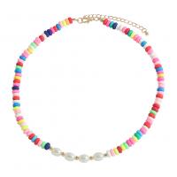 Zinc Alloy Necklace with ABS Plastic Pearl gold color plated fashion jewelry & for woman multi-colored 8mm Sold Per 43-52 cm Strand