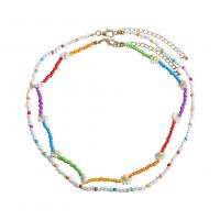 Multi Layer Necklace, Tibetan Style, with Seedbead, gold color plated, 2 pieces & fashion jewelry & for woman, multi-colored, Length:46-53 cm, Sold By Set