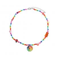 Seed verre collier de perles, alliage de zinc, avec Seedbead & résine, bijoux de mode & pour femme, multicolore, Vendu par 17 cm brin