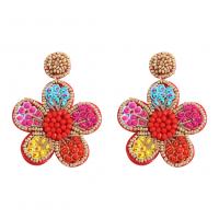 Earring Jewelry Zinc Alloy with Seedbead & Cloth Flower fashion jewelry & for woman Sold By Pair