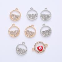 Brass Jewelry Pendants, Flat Round, plated, DIY & different styles for choice & enamel & with rhinestone & 1/1 loop, more colors for choice, nickel, lead & cadmium free, 18x15x2mm, Approx 100PCs/Bag, Sold By Bag