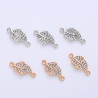 Cubic Zirconia Micro Pave Brass Connector Leaf plated DIY & micro pave cubic zirconia & 1/1 loop nickel lead & cadmium free Approx Sold By Bag