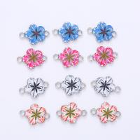 Flower Tibetan Style Connector, platinum color plated, DIY & enamel & 1/1 loop, more colors for choice, nickel, lead & cadmium free, 21x15x2mm, Approx 100PCs/Bag, Sold By Bag