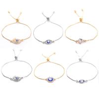 Evil Eye Jewelry Bracelet, Brass, plated, Adjustable & micro pave cubic zirconia & for woman & enamel, more colors for choice, nickel, lead & cadmium free, Length:Approx 18 cm, Sold By PC