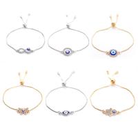 Evil Eye Jewelry Bracelet Brass plated Adjustable & Unisex & micro pave cubic zirconia & enamel nickel lead & cadmium free Length Approx 18 cm Sold By PC