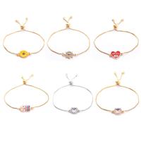 Cubic Zirconia Micro Pave Brass Bracelet, plated, Adjustable & Unisex & micro pave cubic zirconia & enamel, more colors for choice, nickel, lead & cadmium free, Length:Approx 18 cm, Sold By PC