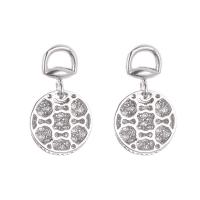 Brass Drop Earring Flat Round plated for woman & with rhinestone nickel lead & cadmium free Sold By Pair