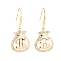 Cubic Zirconia Micro Pave Brass Earring with Cubic Zirconia & Cats Eye Money Bag plated for woman nickel lead & cadmium free Sold By Pair