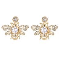 Cubic Zirconia Micro Pave Brass Earring with Cubic Zirconia Butterfly plated for woman nickel lead & cadmium free Sold By Pair