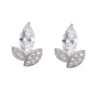 Cubic Zirconia Micro Pave Brass Earring with Cubic Zirconia plated for woman nickel lead & cadmium free Sold By Pair