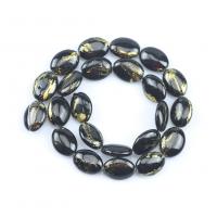 Cloisonne Stone Bead, Oval, DIY, svart, 13x18mm, Såld Per Ca 38 cm Strand
