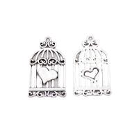 Tibetan Style Heart Pendants, Cage, antique silver color plated, Unisex, nickel, lead & cadmium free, 20x33x1.50mm, Approx 100PCs/Bag, Sold By Bag