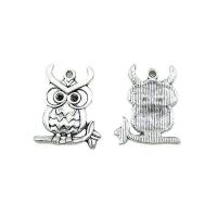 Tibetan Style Pendant Rhinestone Setting, Owl, antique silver color plated, DIY, nickel, lead & cadmium free, 18x22x1.50mm, Approx 100PCs/Bag, Sold By Bag