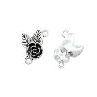 Flower Zinc Alloy Connector Rose antique silver color plated DIY & 1/1 loop nickel lead & cadmium free Approx Sold By Bag