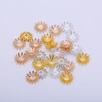 Messing Perlenkappe, Blume, hochwertige plattiert und nie verblassen, DIY, keine, frei von Nickel, Blei & Kadmium, 10mm, verkauft von PC