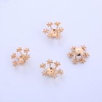 Brass Bead Cap Snowflake high quality gold color plated DIY golden nickel lead & cadmium free 16mm Sold By PC