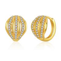 Brass Huggie Hoop Earring 18K gold plated fashion jewelry & micro pave cubic zirconia & for woman golden nickel lead & cadmium free Sold By Pair