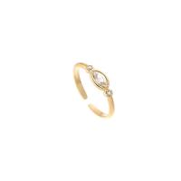 Titanium Čelik Finger Ring, 14K pozlatom, modni nakit & za žene & s kubni cirkonij, zlatan, 20mm,7*5mm, Prodano By PC