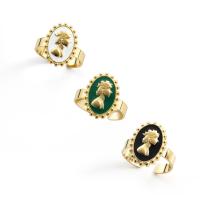 Rozsdamentes acél Finger Ring, 304 rozsdamentes acél, divat ékszerek & a nő & zománc, aranysárga, Által értékesített PC