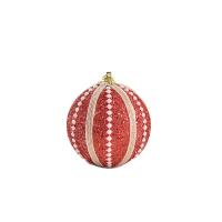 PVC Plastic Christmas Tree Decoration with Sequins & Plastic Pearl Round Christmas jewelry 80mm Sold By PC