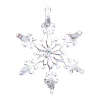 Akryl Ozdoba choinkowa, śnieżynka, Biżuteria Boże Narodzenie, przejrzysty, 45mm, 6komputery/torba, sprzedane przez torba