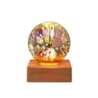 Night Lights, High Boron Silicon Glass, with Wood & ABS Plastic, Round, with LED light & different designs for choice, more colors for choice, 90x90x118mm, Sold By PC