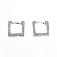 925 Sterling Silver Drop &  Dangle Earrings, Square, sand blast, fashion jewelry & for woman, original color, 10.80x10.50mm, Sold By Lot