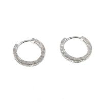 925 Sterling Silver Hoop Earrings, sand blast, fashion jewelry & for woman, original color, 13mm, Sold By Lot
