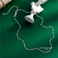 925 Sterling Silver Necklaces, silver color plated, fashion jewelry & for woman, silver color, 430mm, Sold By Lot