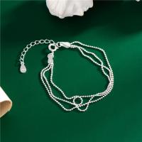 925 Sterling Silver Bangle Bracelet, silver color plated, three layers & for woman, silver color, 170mm, Sold By Lot
