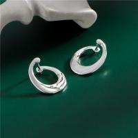 925 Sterling Silver Hoop Earrings silver color plated fashion jewelry & for woman silver color Sold By Lot