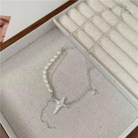925 Sterling Silver Jewelry Sets bracelet & necklace with Freshwater Pearl polished & for woman original color Sold By Lot