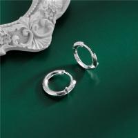 925 Sterling Silver Hoop Earrings platinum plated fashion jewelry & for woman original color 16mm Sold By Lot