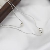 925 Sterling Silver Necklaces, polished, Double Layer & for woman, original color, 410mm, Sold By Lot