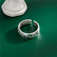 Solidny srebrny pierścień, 925 Srebro, obyty, Regulowane & mikro utorować cyrkonia & dla kobiety, oryginalny kolor, sprzedane przez wiele
