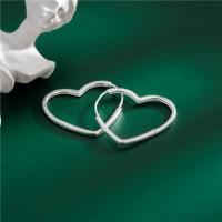 925 Sterling Silver Hoop Earrings, Heart, plated, fashion jewelry & for woman, more colors for choice, 35x32.50mm, Sold By Lot