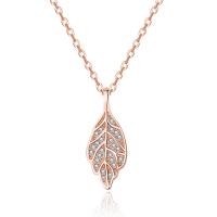 Cubic Zircon Micro Pave Brass Necklace, Leaf, plated, micro pave cubic zirconia & for woman, more colors for choice, 22.20x9.20mm, Length:Approx 17.7 Inch, Sold By Lot