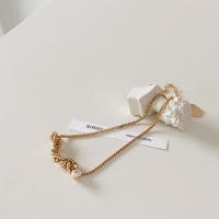 Zinklegierung Schmuck Halskette, mit Natürliche kultivierte Süßwasserperlen, Hohe Qualität Gold Farbe Überzeug, Koreanischen Stil & für Frau, Länge:ca. 15.5 ZollInch, verkauft von PC
