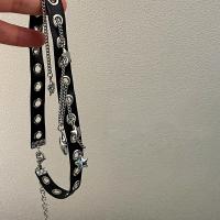 PU-Schnur-Halskette, PU Leder, mit Zinklegierung, Platinfarbe platiniert, Punk-Stil & für Frau, keine, Länge:ca. 15.7 ZollInch, verkauft von PC