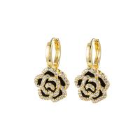 Cubic Zirconia Micro Pave Brass Earring Flower plated micro pave cubic zirconia & for woman & enamel Sold By Lot