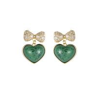 Cubic Zirconia Micro Pave Brass Earring with Resin Heart plated micro pave cubic zirconia & for woman Sold By Lot
